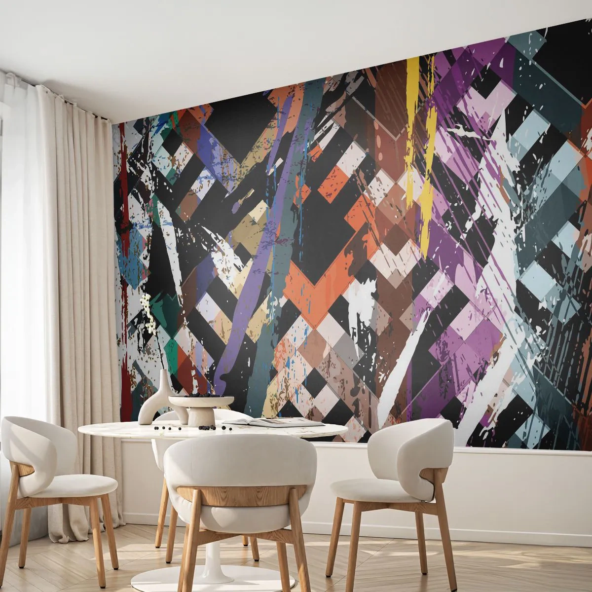 Zelfklevend Fotobehang Deluxe Sticker - Tot de tweede macht verheven - Abstractie, Deel, Modern patroon - 250x175 cm
