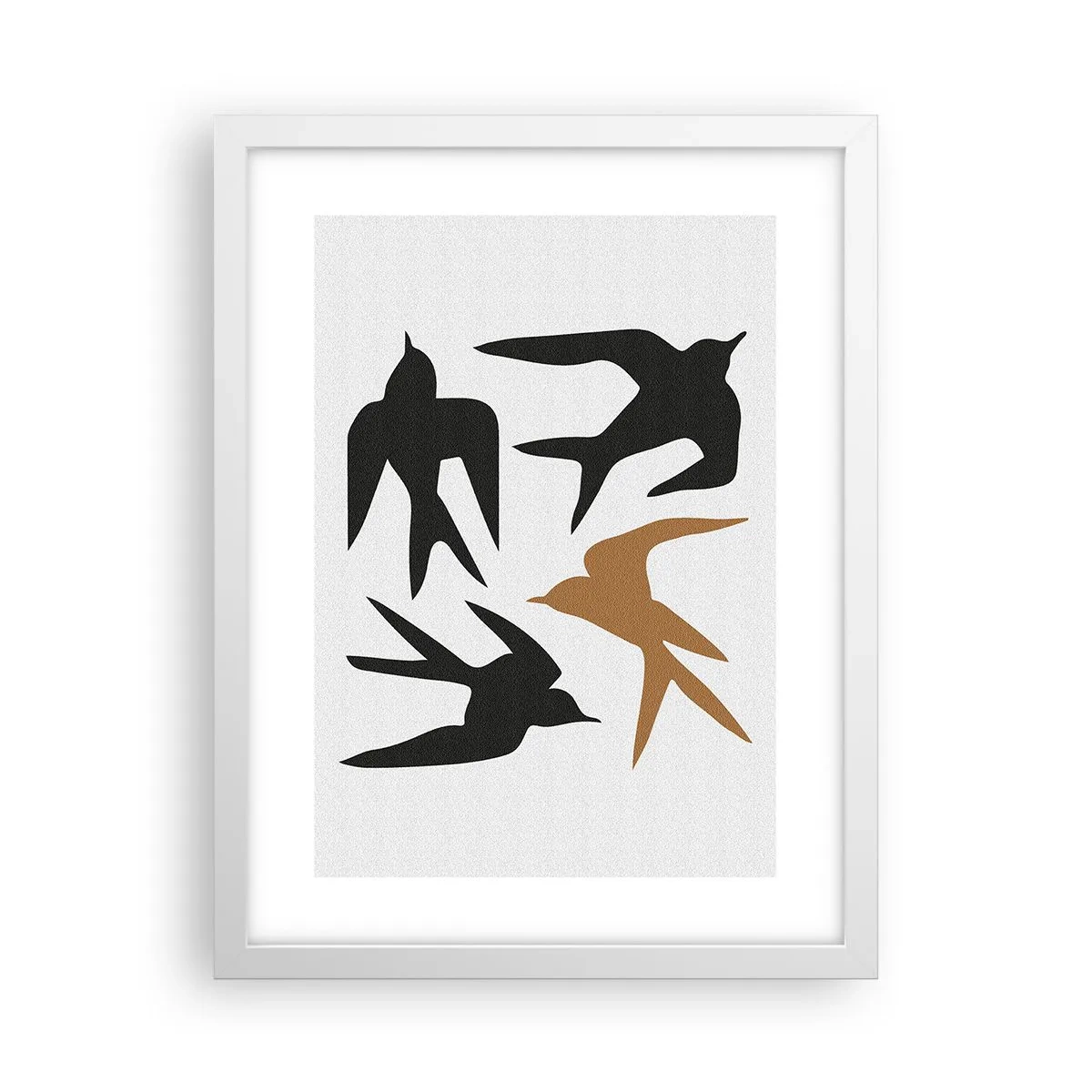 Poster in een witte lijst - Zwaluwen spel - 30x40 cm