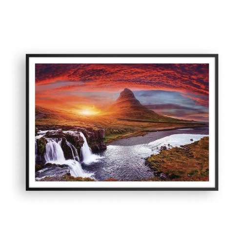 Poster in een zwarte lijst - Een zicht op Midden-aarde - 100x70 cm
