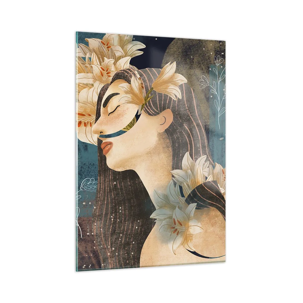 Schilderen op glas - Een sprookje over een prinses met lelies - 50x70 cm