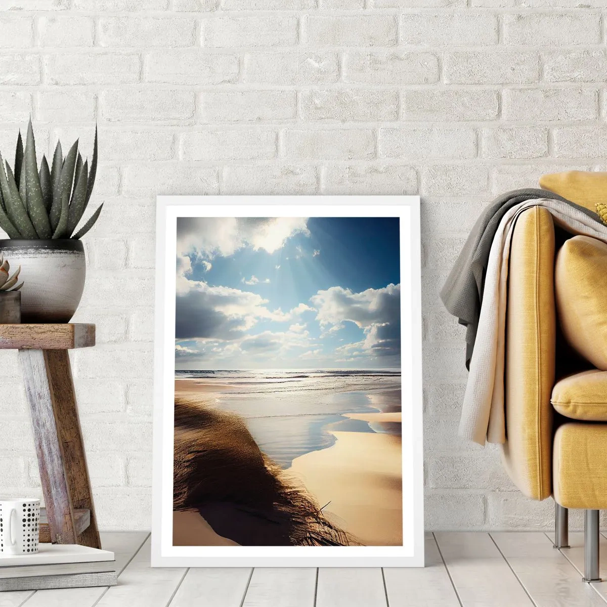 Poster in een witte lijst - Strand, wild strand - 40x50 cm