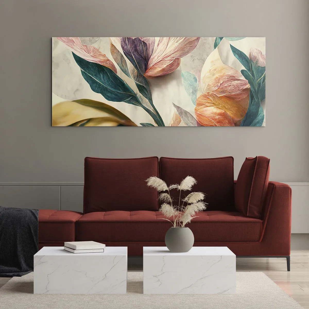 Schilderen op glas - Bloemen van de zuidelijke eilanden - 100x40 cm