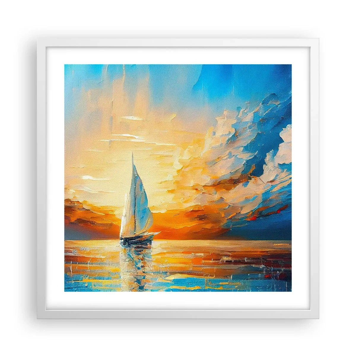 Poster in een witte lijst - Zeilen in goud - 50x50 cm