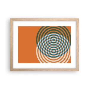Een poster in een licht eiken lijst - Abstracte circulaire variatie - 40x30 cm