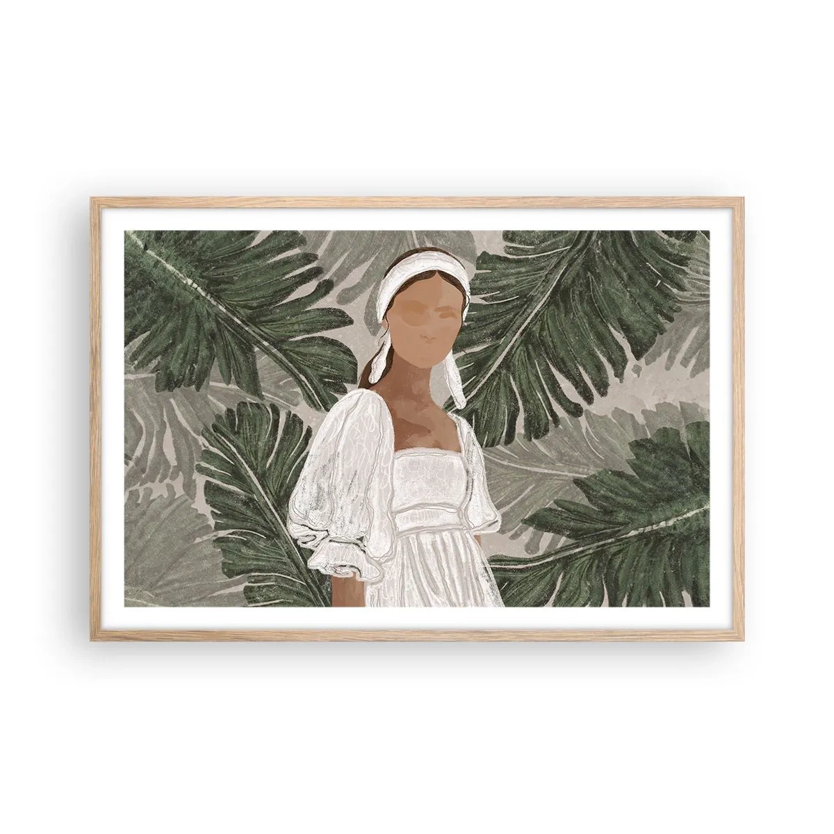 Een poster in een licht eiken lijst - Exotisch portret - 91x61 cm