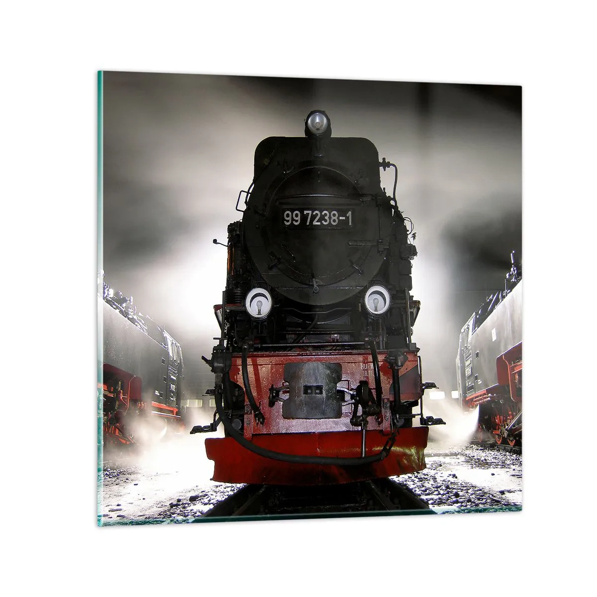 Schilderen op glas - Hij staat en hapt, hapt en blaast - 40x40 cm