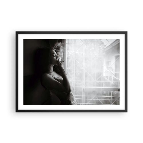 Poster in een zwarte lijst - Een sensueel moment - 70x50 cm