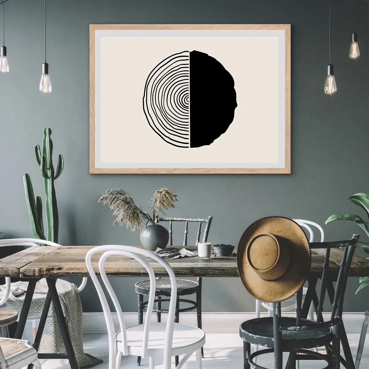 Een poster in een licht eiken lijst - Half om half - 70x50 cm