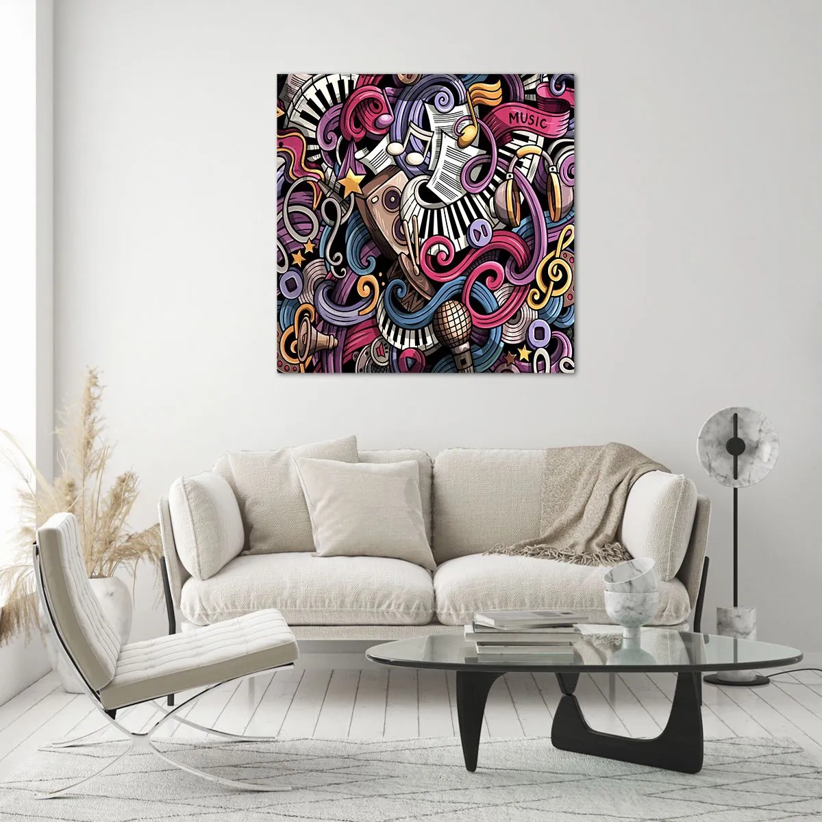 Schilderen op glas - Ingewikkelde melodie - 50x50 cm