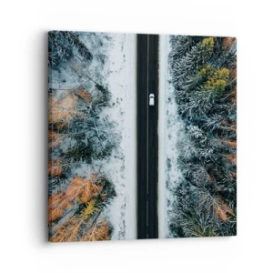 Schilderen op canvas - Snijd door het winterbos - 30x30 cm