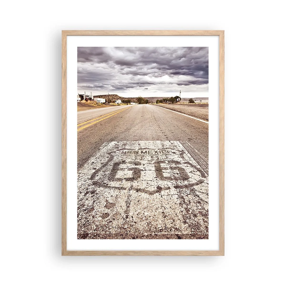 Een poster in een licht eiken lijst - Mother Road - een Amerikaanse legende - 50x70 cm