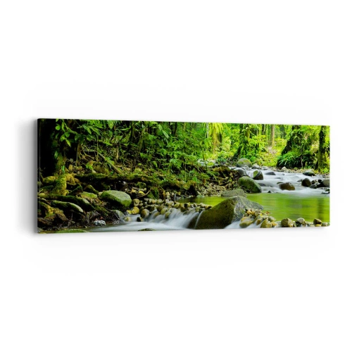 Schilderen op canvas - Zwemmen in een zee van groen - 90x30 cm