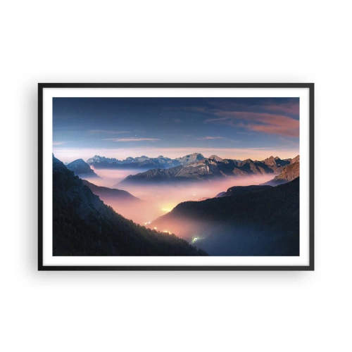 Poster in een zwarte lijst - Licht in de dalen - 91x61 cm