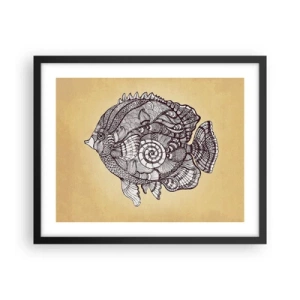 Poster in een zwarte lijst - Uit een oceaan van ornamenten - 50x40 cm