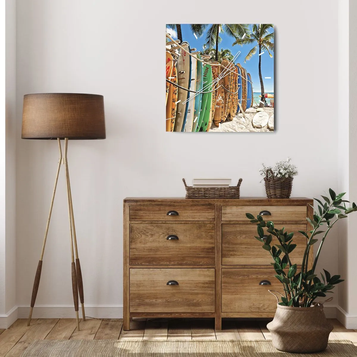 Wandklok - Klok - Zonnig plezier - 30x30 cm