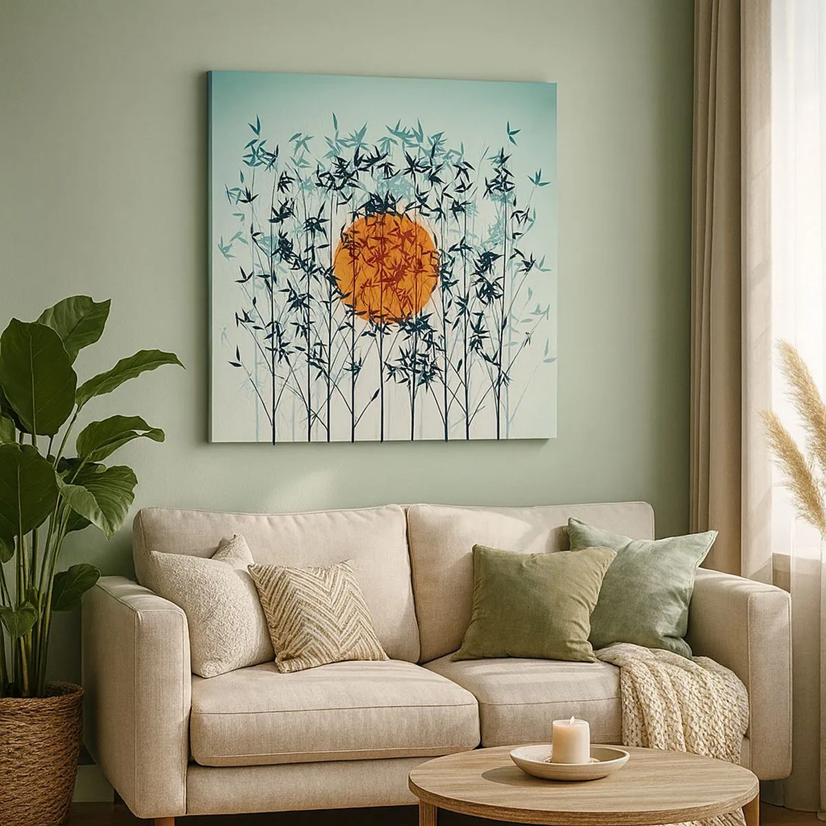 Schilderen op canvas - Japanse zon - 30x30 cm