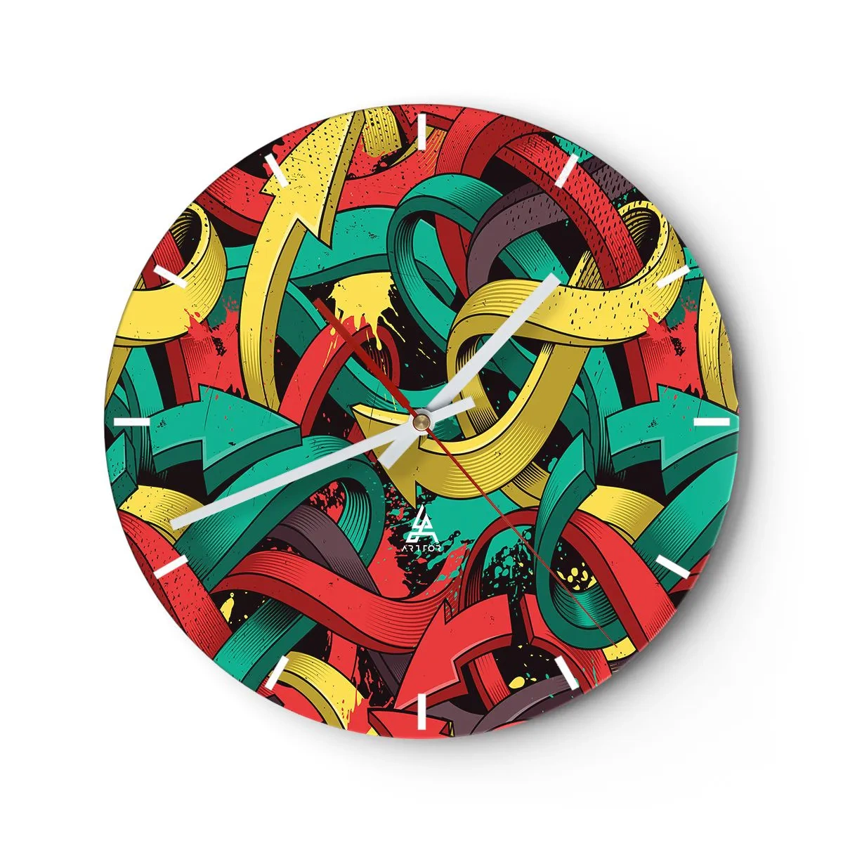 Wandklok - Klok - Kleurrijke pijlen in een dynamische stripboekstijl - 30x30cm - Welke weg naar het doel? - Moderne wanddecoratie voor woonkamer, keuken en slaapkamer ARTTOR