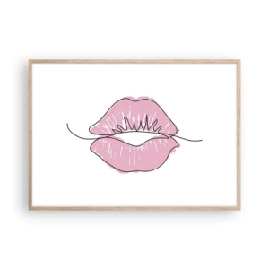 Een poster in een licht eiken lijst - Klaar om te kussen? - 100x70 cm