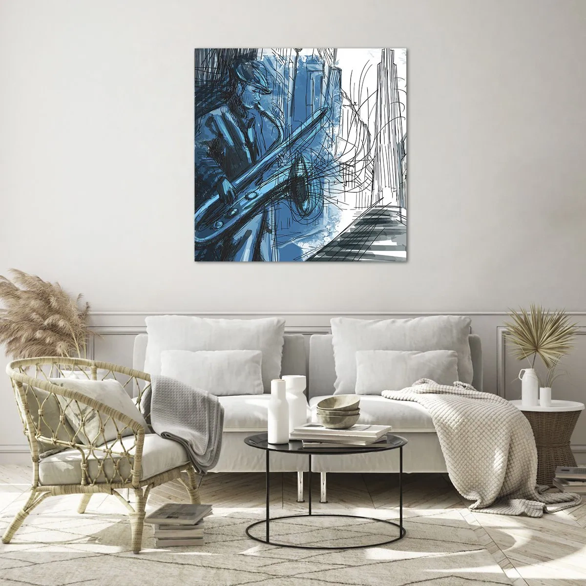 Schilderen op glas - Stedelijke Rapsodie - 30x30 cm