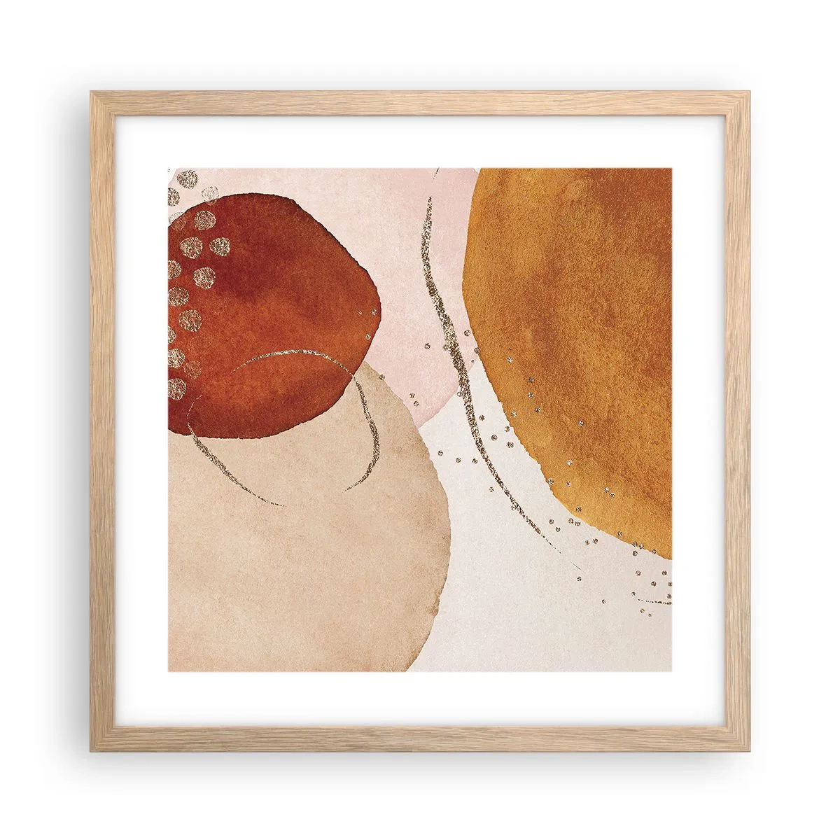 Een poster in een licht eiken lijst - Rondheid en beweging - 40x40 cm
