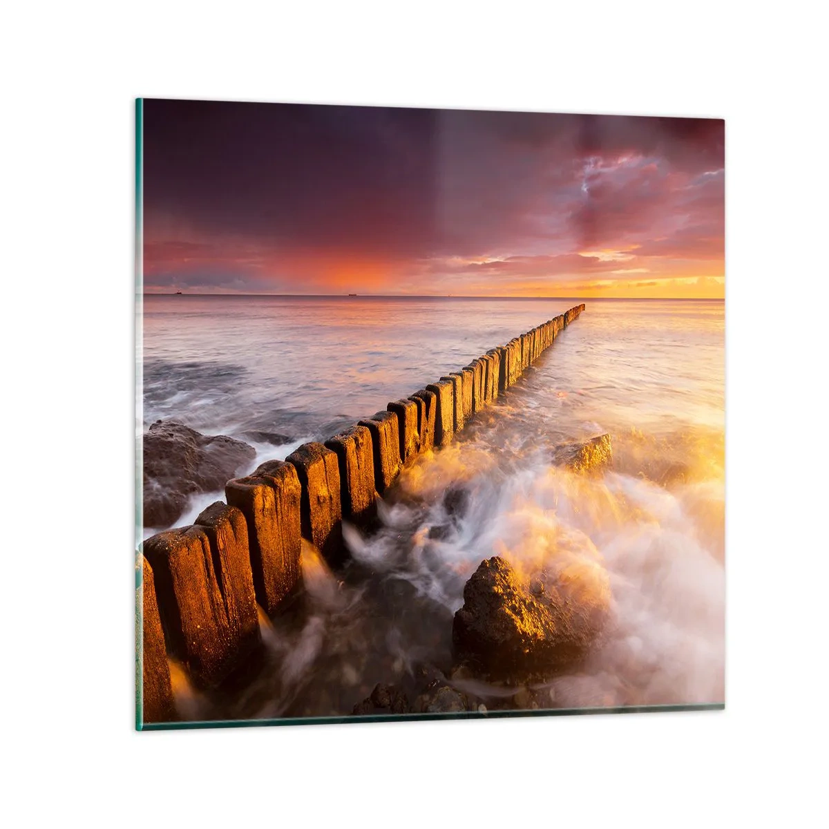 Schilderen op glas - De zachtheid van de golven - 70x70 cm