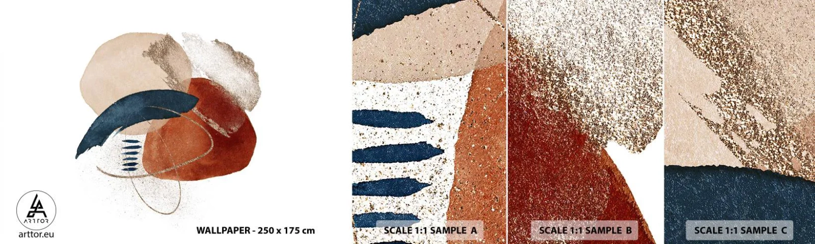 Fotobehang Monster Zelfklevend Deluxe Sticker - Ovale compositie - Abstractie, Deel, Modern patroon - 100x30 cm