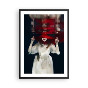 Poster in een zwarte lijst - Een vrouw met een rode hoed is onder water. - 50x70cm - Hatelijke godin in de Slavische mythologie - Moderne wanddecoratie voor woonkamer en slaapkamer ARTTOR