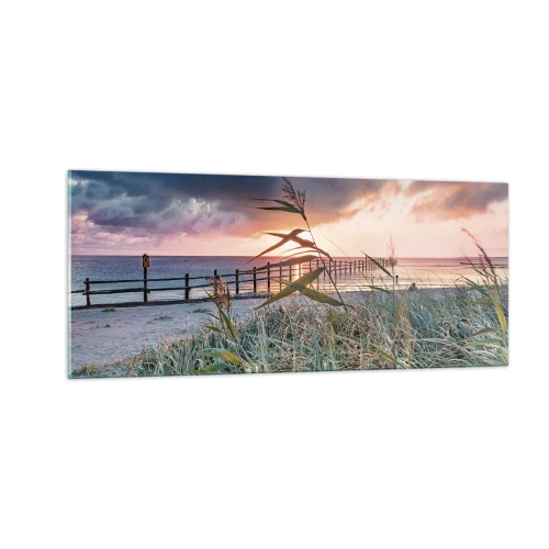 Schilderen op glas - Het gaat niet met de wind mee - 100x40 cm