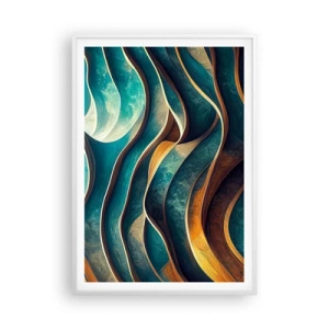 Poster in een witte lijst - Meanders van blauw - 70x100 cm