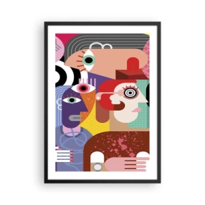 Poster in een zwarte lijst - Kleurrijke abstracte gezichten in een kubistische stijl - 50x70cm - Wij zijn van de heer Picasso - Moderne wanddecoratie voor woonkamer en slaapkamer ARTTOR