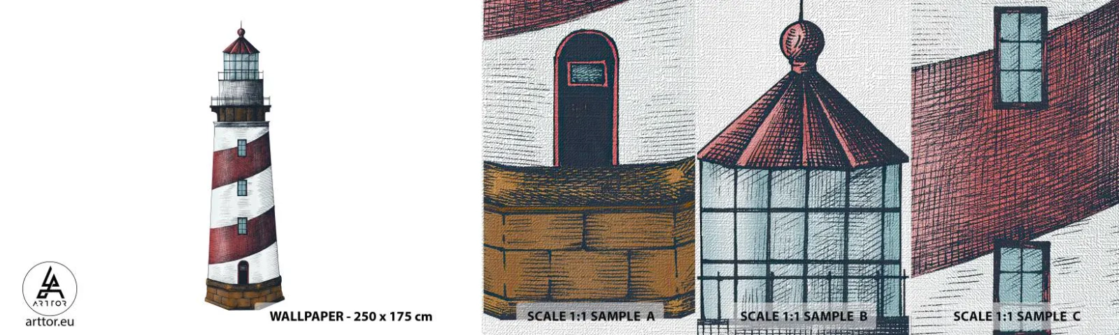 Fotobehang Monster Premium Canvas - Altijd op zijn hoede - Vuurtoren, Nautisch, Kust - 100x30 cm