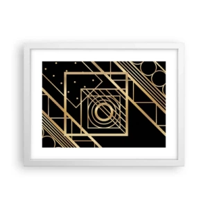 Poster in een witte lijst - Gouden geometrie - 40x30 cm