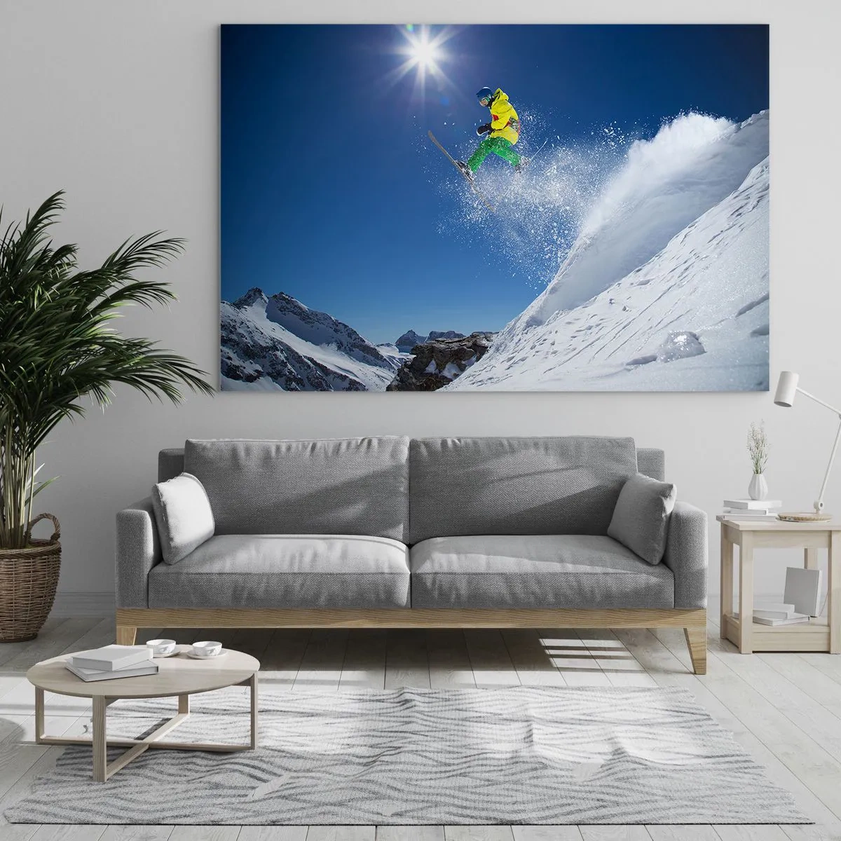 Schilderen op glas - Dansend met de bergen - 100x70 cm