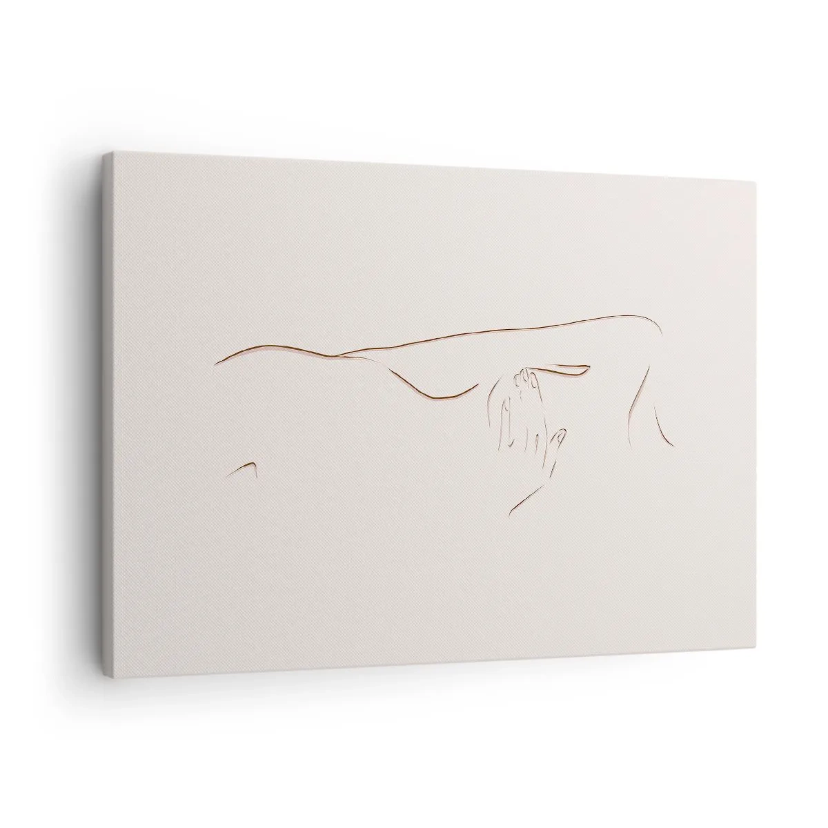 Schilderen op canvas - Een subtiele lijntekening van een silhouet tegen een lichte achtergrond - 70x50cm - De vorm van verlangen - Moderne wanddecoratie voor woonkamer en slaapkamer ARTTOR