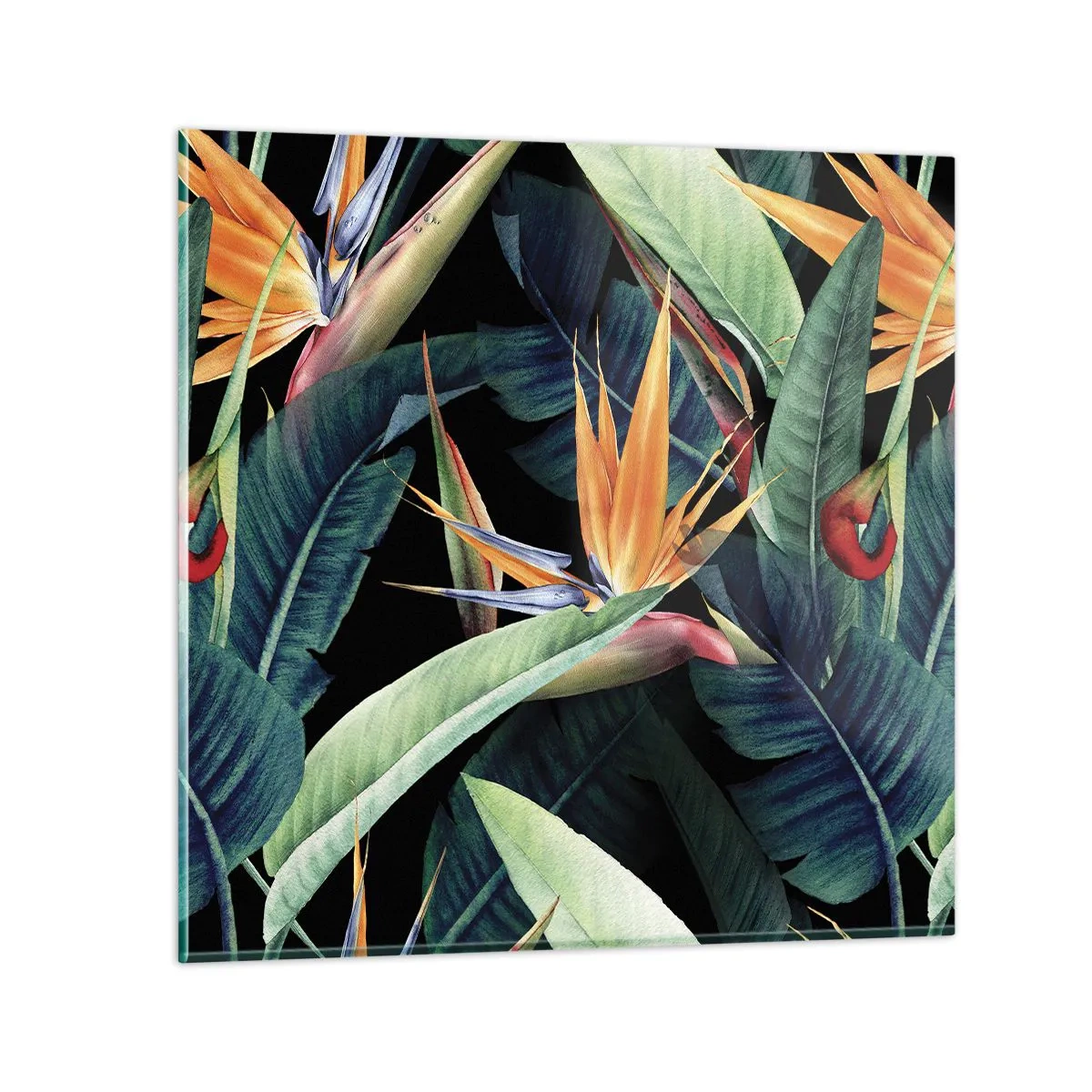 Schilderen op glas - Vlammende bloemen van de tropen - 70x70 cm