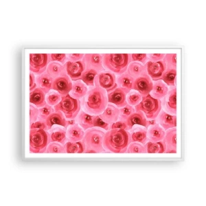 Poster in een witte lijst - Rozen onder en boven - 100x70 cm