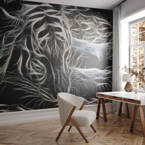 Zelfklevend Fotobehang Deluxe Sticker - Een onderzoek naar de lichtheid van katten - Abstractie, Tijger, Dieren - 350x256 cm