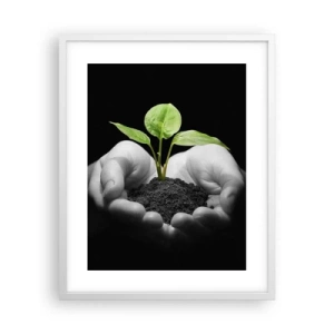 Poster in een witte lijst - Ik hou van de natuur, ik bescherm haar - 40x50 cm