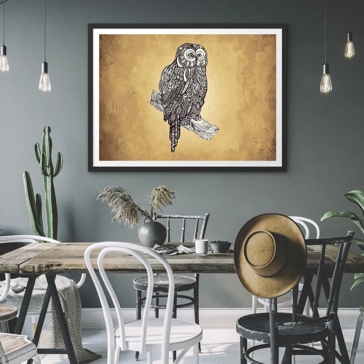 Poster in een zwarte lijst - Ingewikkelde ornamenten van wijsheid - 70x50 cm