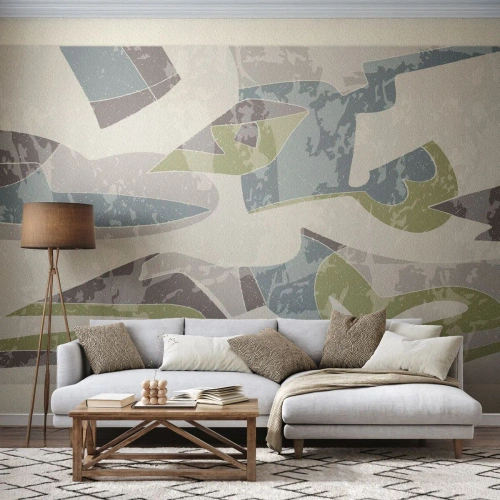 Fotobehang Premium Sand - Compositie achter het glas - Vormen, Abstractie, Pastel - 100x70 cm