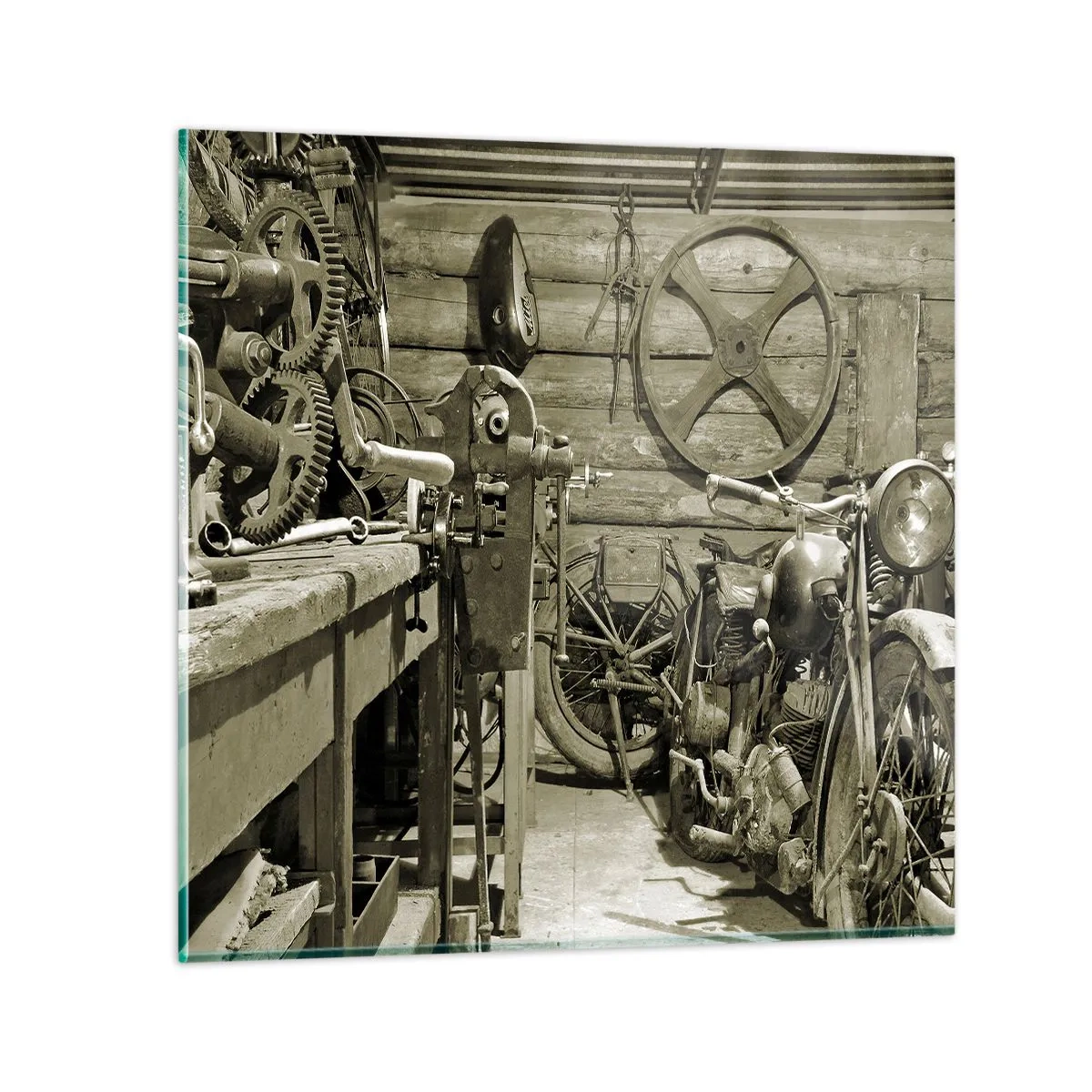 Schilderen op glas - In de schuur van oom Władek - 70x70 cm