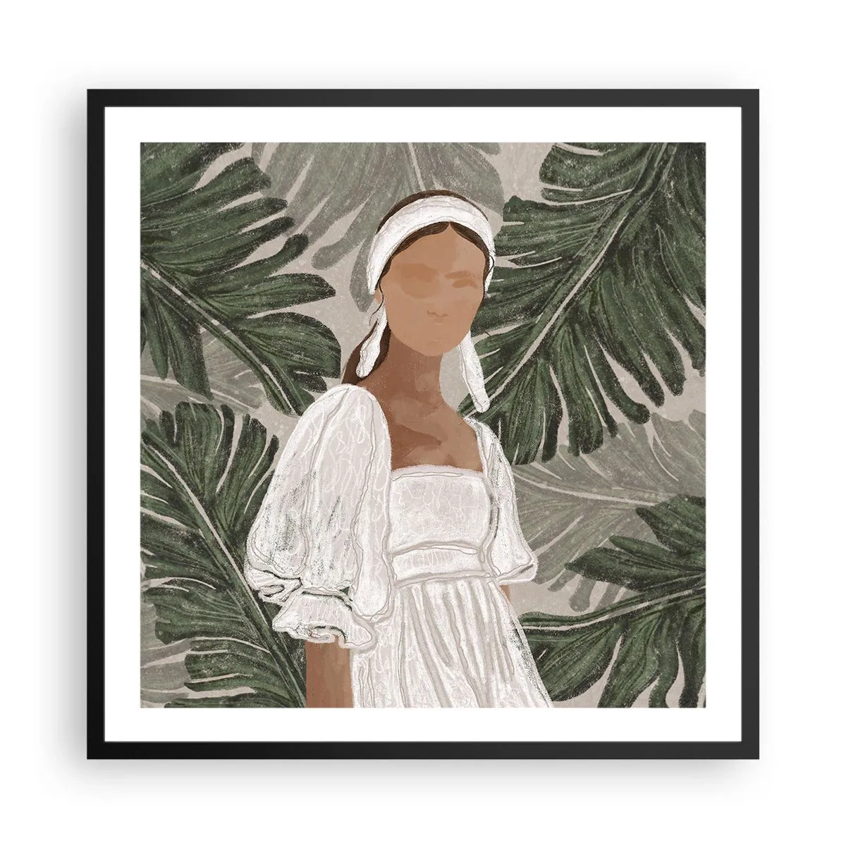 Poster in een zwarte lijst - Exotisch portret - 60x60 cm