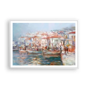 Poster in een witte lijst - Pastel vakantie - 100x70 cm