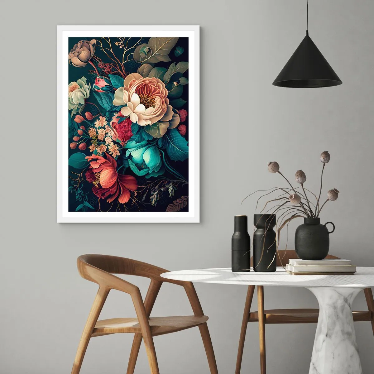 Poster in een witte lijst - 19e-eeuwse charme - 30x40 cm