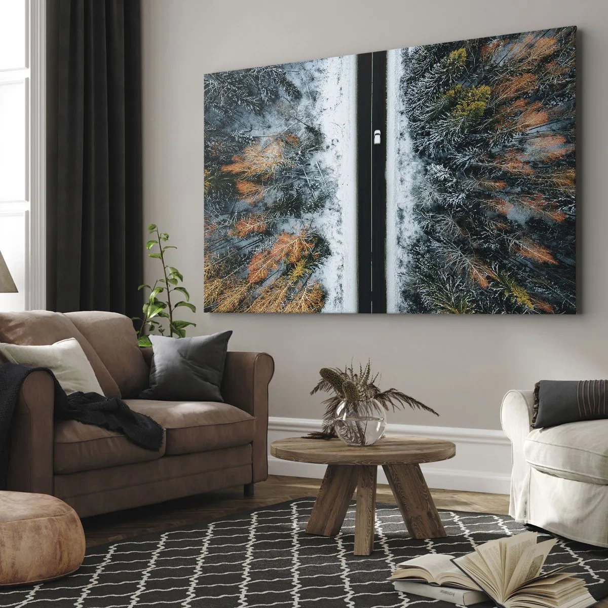 Schilderen op canvas - Snijd door het winterbos - 120x80 cm