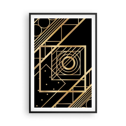 Poster in een zwarte lijst - Gouden geometrie - 61x91 cm