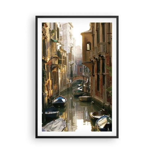 Poster in een zwarte lijst - In een Venetiaans steegje - 61x91 cm