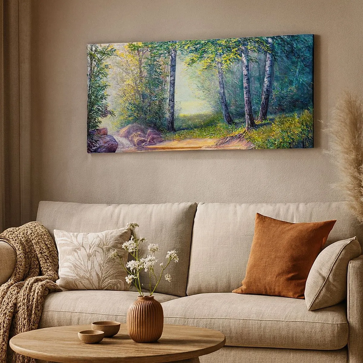 Schilderen op canvas - Idyllisch landschap - 100x40 cm