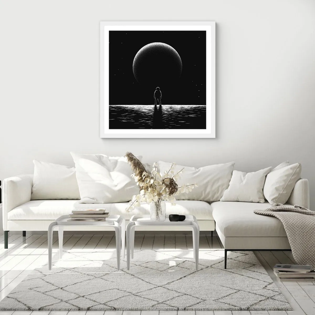 Poster in een witte lijst - Oog in oog - 50x50 cm