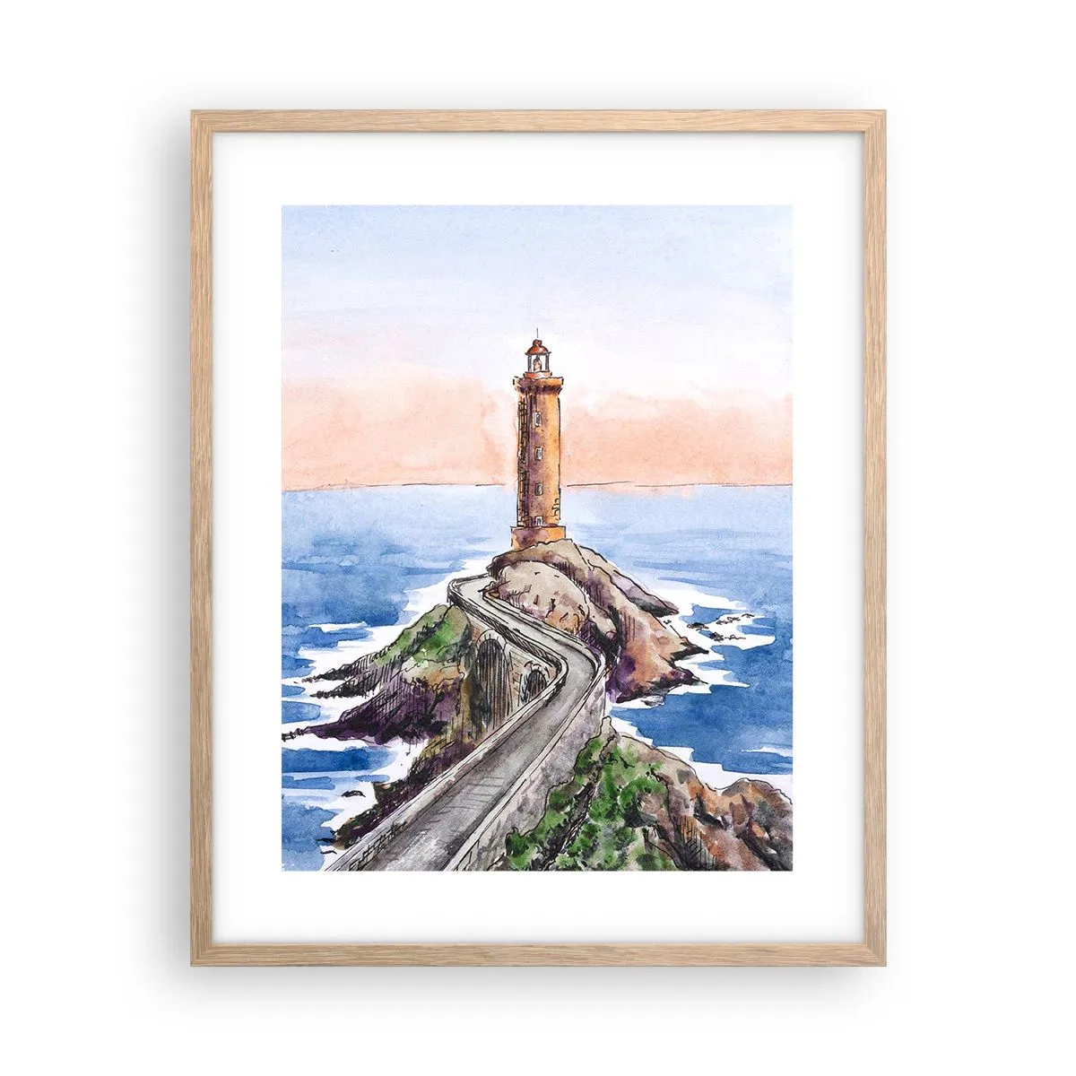 Een poster in een licht eiken lijst - Kijkend naar de zee - 40x50 cm